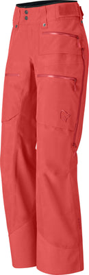 Pantalon Lofoten Gore-Tex Insulated femme Norrøna, coloris Baked Apple, vue de trois-quarts