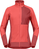 Polaire Lofoten Warm2 femme Norrøna, coloris Deep Sea Coral/Baked Apple, vue de face