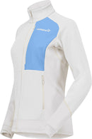 Polaire Lofoten Warm2 femme Norrøna, coloris Whisper White/Allure, vue de trois-quarts