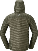 Doudoune Trollveggen Down800 Super Light homme Norrøna, coloris Deep Lichen Green, vue de dos