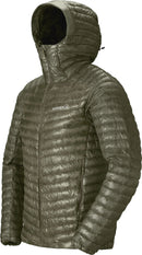Doudoune Trollveggen Down800 Super Light homme Norrøna, coloris Deep Lichen Green, vue de trois-quarts