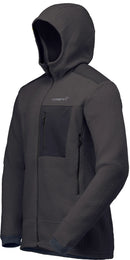Polaire Trollveggen Warm3 Zip Hood homme Norrøna, coloris Phantom, vue de trois-quarts