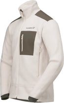 Polaire Trollveggen Warm3 homme Norrøna, coloris Whisper White, vue de trois-quarts
