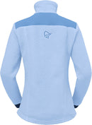 Polaire Trollveggen Warm3 femme Norrøna, coloris Cashmere Blue/Allure, vue de dos