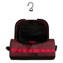 Trousse de toilette de voyage Base Camp - L The North Face, coloris Burgundy Crush / TNF Black / Lali Guran, ouverte
