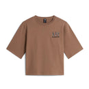 T-shirt graphique coupe boxy à broderie ski pour femme The North Face, coloris Garnet, vue de face